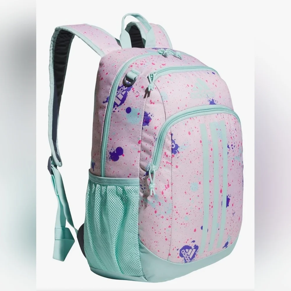 adidas Girl's Splatter Pink/Aqua Young BTS‎ Creator 2 Laptop Backpack (5158225)